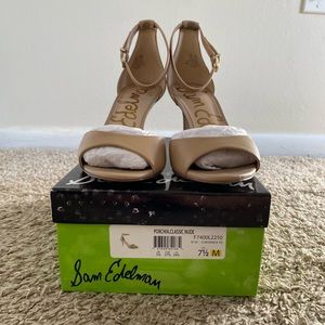 Sam Edelman nude ankle strap heels